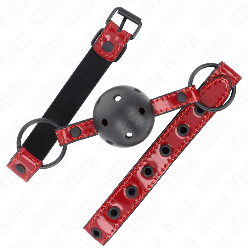 KINK - PALLA IN SIMILPELLE LUCIDA 4.5 CM GAG 63.5 X 2 CM REGOLABILE 41 X 59 CM - KINK COLLAR & GAG - Intimo per le occasioni speciali | The Game Lingerie