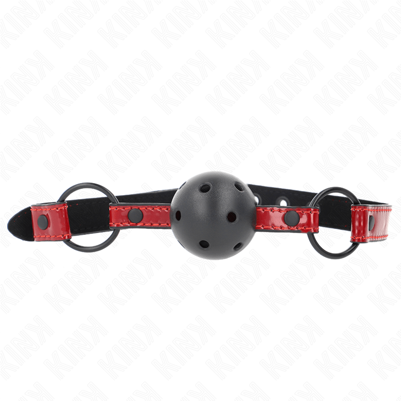 KINK - PALLA IN SIMILPELLE LUCIDA 4.5 CM GAG 63.5 X 2 CM REGOLABILE 41 X 59 CM - KINK COLLAR & GAG - Intimo per le occasioni speciali | The Game Lingerie