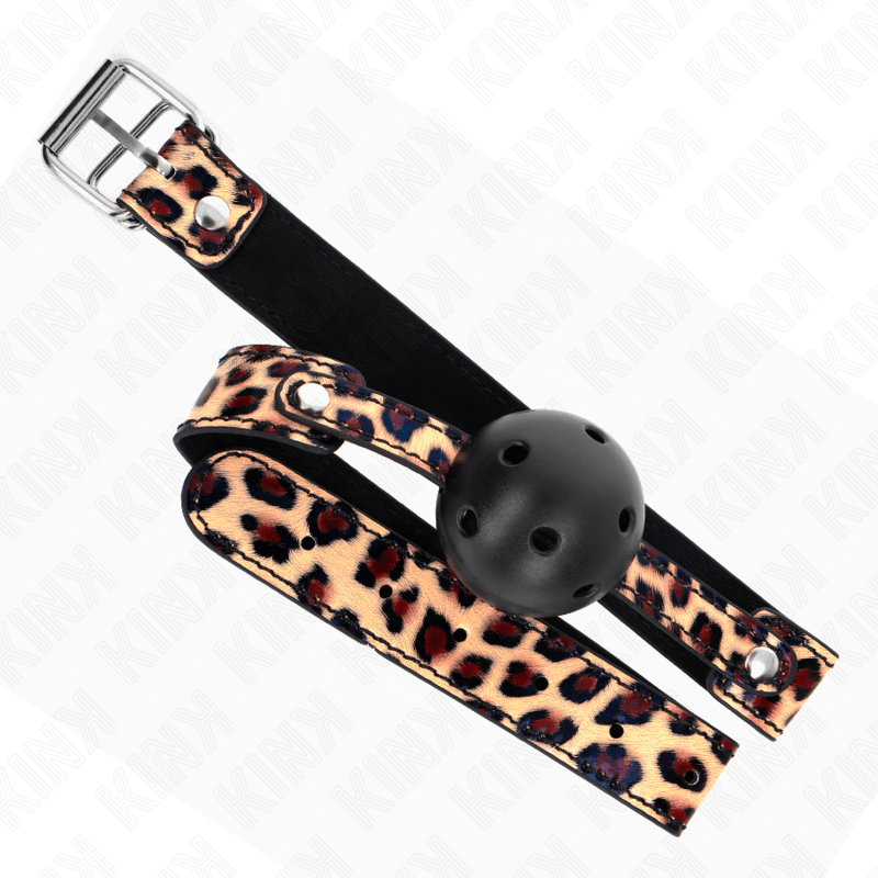 KINK - PALLA TRASPIRANTE LEOPARDO 4,5 CM BAVAGLIO 65 x 2,5 CM - KINK COLLAR & GAG - Intimo per le occasioni speciali | The Game Lingerie