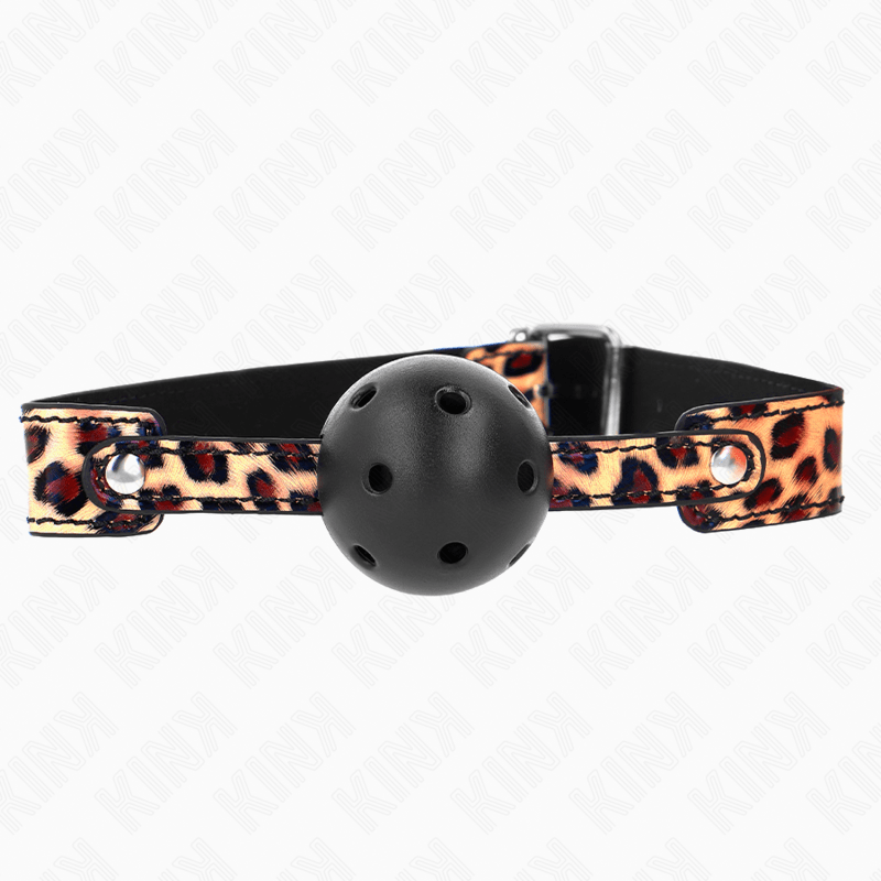 KINK - PALLA TRASPIRANTE LEOPARDO 4,5 CM BAVAGLIO 65 x 2,5 CM - KINK COLLAR & GAG - Intimo per le occasioni speciali | The Game Lingerie