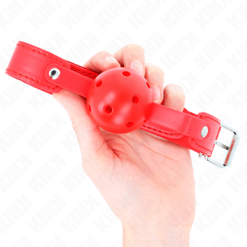 KINK - PALLA TRASPIRANTE ROSSA 4,5 CM BAVAGLIO 65 x 2,5 CM - KINK COLLAR & GAG - Intimo per le occasioni speciali | The Game Lingerie