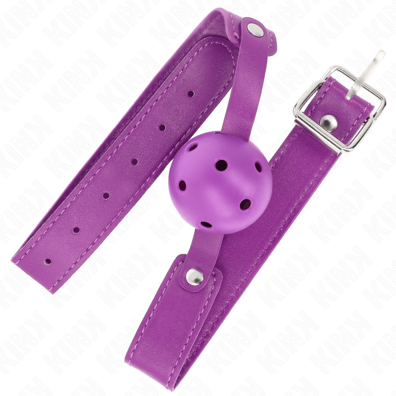 KINK - PALLA TRASPIRANTE VIOLA 4.5 CMGAG 65 x 2.5 CM - KINK COLLAR & GAG - Intimo per le occasioni speciali | The Game Lingerie