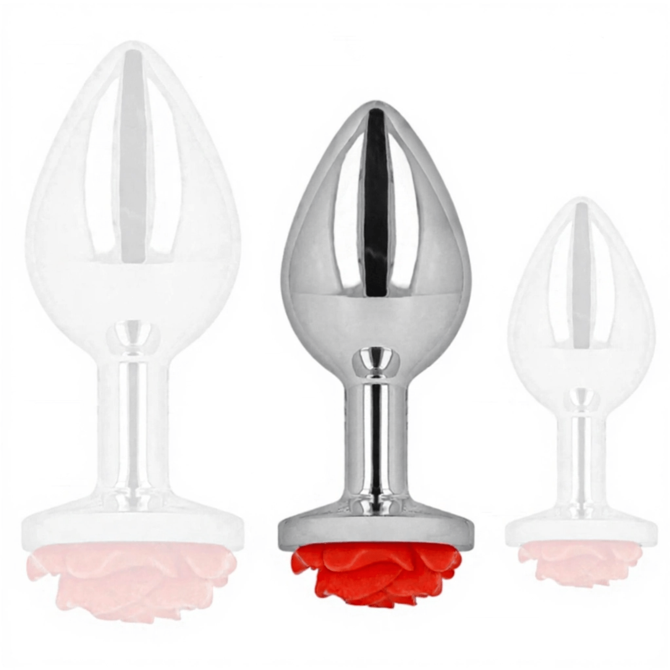 KINK - PLUG ANALE ACCIAIO E ROSA ROSSA TAGLIA M - KINK PLEASURE PLUGS - Intimo per le occasioni speciali | The Game Lingerie