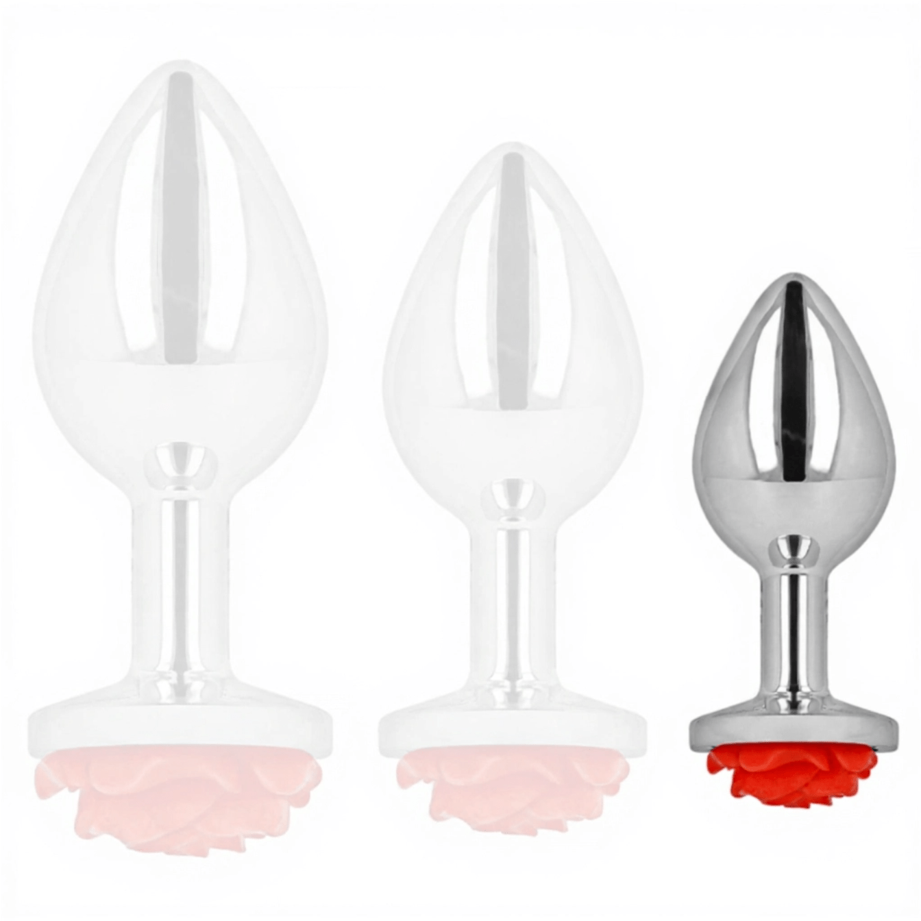 KINK - PLUG ANALE ACCIAIO E ROSA ROSSA TAGLIA S - KINK PLEASURE PLUGS - Intimo per le occasioni speciali | The Game Lingerie