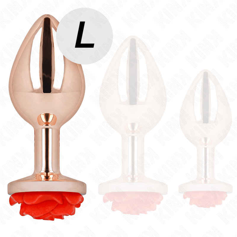 KINK - PLUG ANALE IN ORO ROSA CON ROSA ROSSA L - KINK PLEASURE PLUGS - Intimo per le occasioni speciali | The Game Lingerie