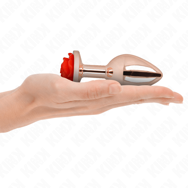 KINK - PLUG ANALE IN ORO ROSA CON ROSA ROSSA L - KINK PLEASURE PLUGS - Intimo per le occasioni speciali | The Game Lingerie