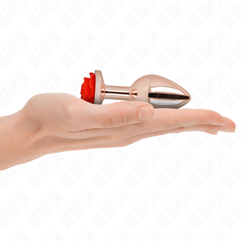 KINK - PLUG ANALE IN ORO ROSA CON ROSA ROSSA M - KINK PLEASURE PLUGS - Intimo per le occasioni speciali | The Game Lingerie