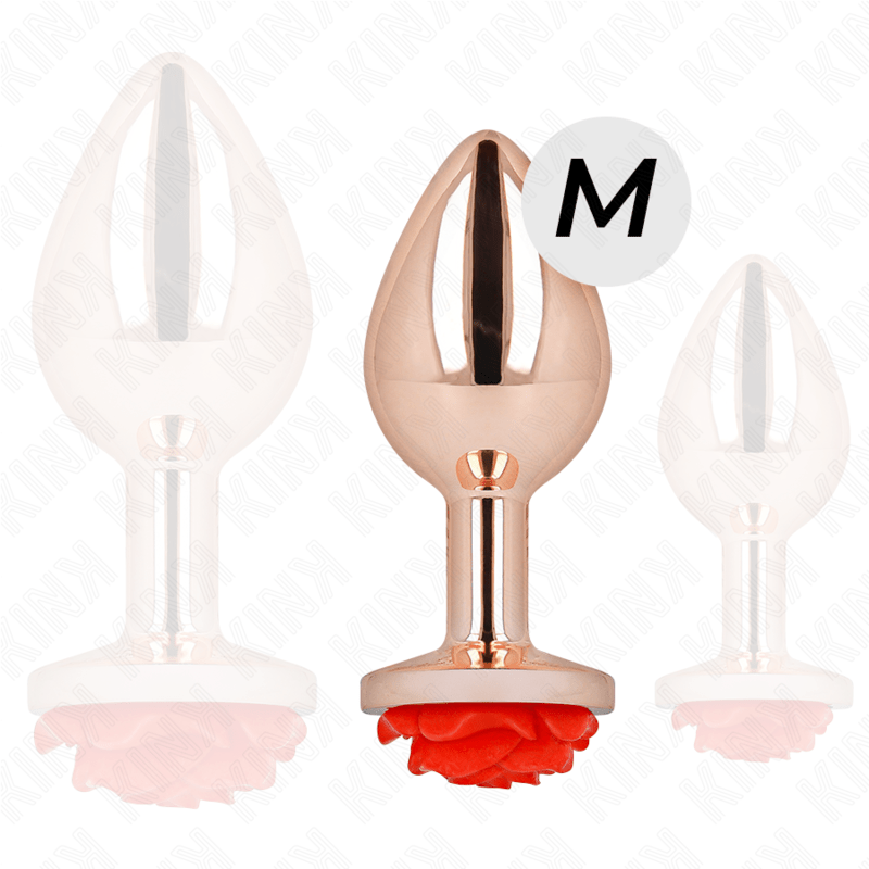 KINK - PLUG ANALE IN ORO ROSA CON ROSA ROSSA M - KINK PLEASURE PLUGS - Intimo per le occasioni speciali | The Game Lingerie