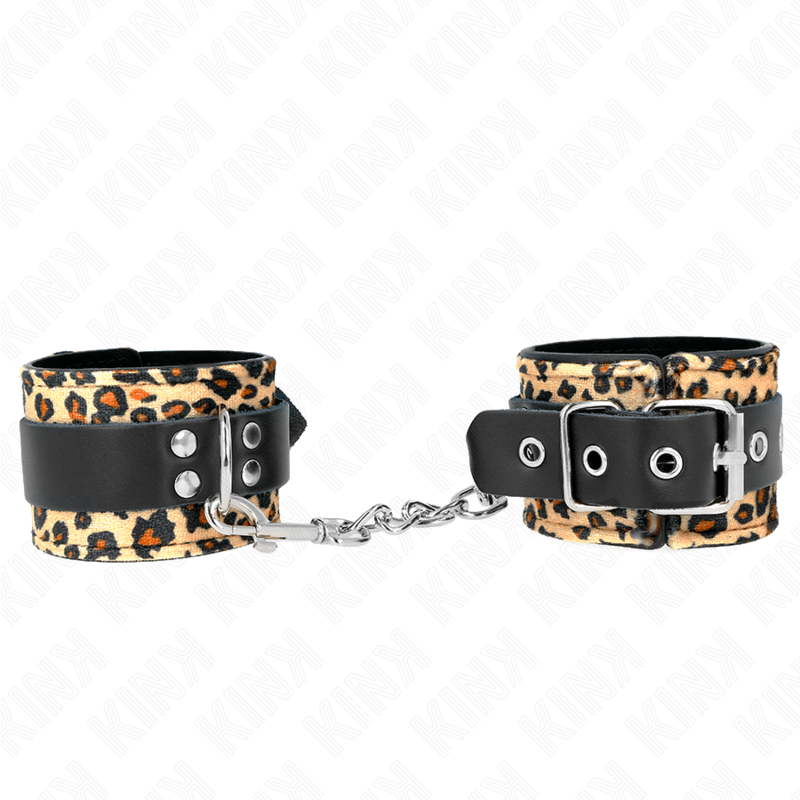 KINK - POGGIAPOLSO IN VERA PELLE LEOPARDATA REGOLABILE 18 - 29 CM X 5,5 CM - KINK WRIST RESTRAINT - Intimo per le occasioni speciali | The Game Lingerie
