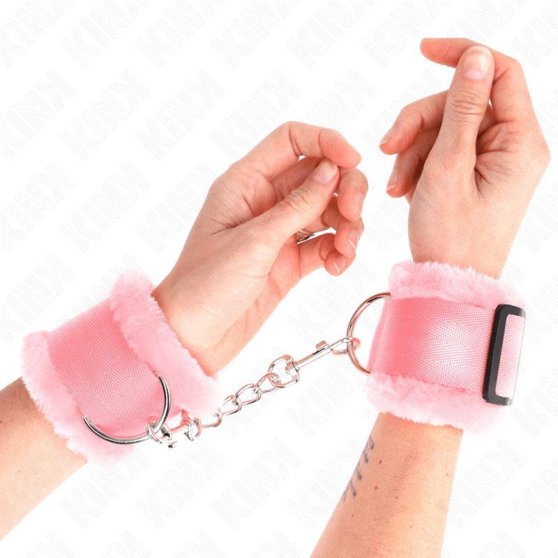KINK - POGGIPOLSI FODERATI IN PELLICCIA ROSA REGOLABILE 17 - 31 CM X 7 CM - KINK WRIST RESTRAINT - Intimo per le occasioni speciali | The Game Lingerie