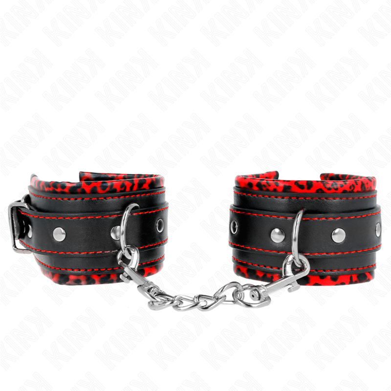 KINK - POGGIPOLSI IMBOTTITI IN PELLICCIA ROSSO/NERO REGOLABILE 17 - 29 CM X 6 CM - KINK WRIST RESTRAINT - Intimo per le occasioni speciali | The Game Lingerie