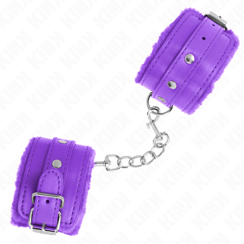 KINK - POGGIPOLSI PREMIUM IMBOTTITI IN PELLICCIA VIOLA CON CINTURA VIOLA REGOLABILE 17 - 29 CM X 6 CM - KINK WRIST RESTRAINT - Intimo per le occasioni speciali | The Game Lingerie
