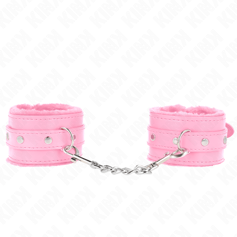 KINK - POGGIPOLSI PREMIUM RIVESTITI IN PELLICCIA ROSA CON CINTURA ROSA REGOLABILE 17 - 29 CM X 6 CM - KINK WRIST RESTRAINT - Intimo per le occasioni speciali | The Game Lingerie