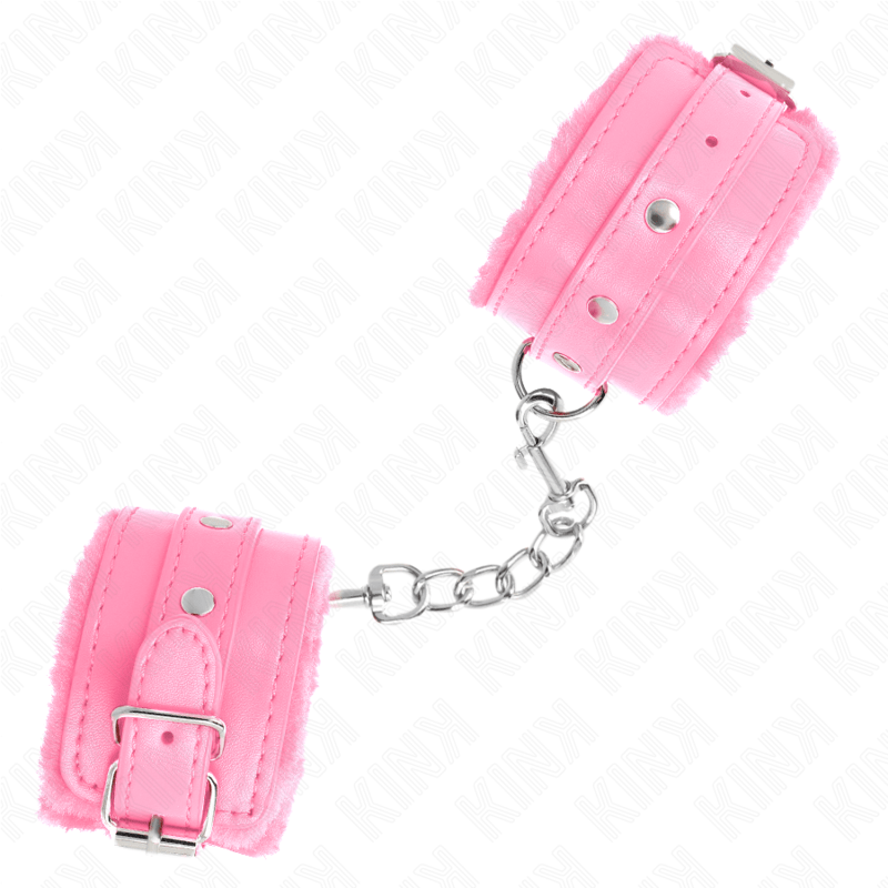 KINK - POGGIPOLSI PREMIUM RIVESTITI IN PELLICCIA ROSA CON CINTURA ROSA REGOLABILE 17 - 29 CM X 6 CM - KINK WRIST RESTRAINT - Intimo per le occasioni speciali | The Game Lingerie