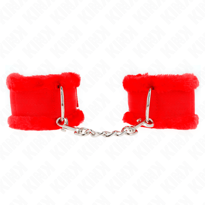 KINK - POGGIPOLSO FODERATO IN PELLICCIA ROSSO REGOLABILE 17 - 31 CM X 7 CM - KINK WRIST RESTRAINT - Intimo per le occasioni speciali | The Game Lingerie