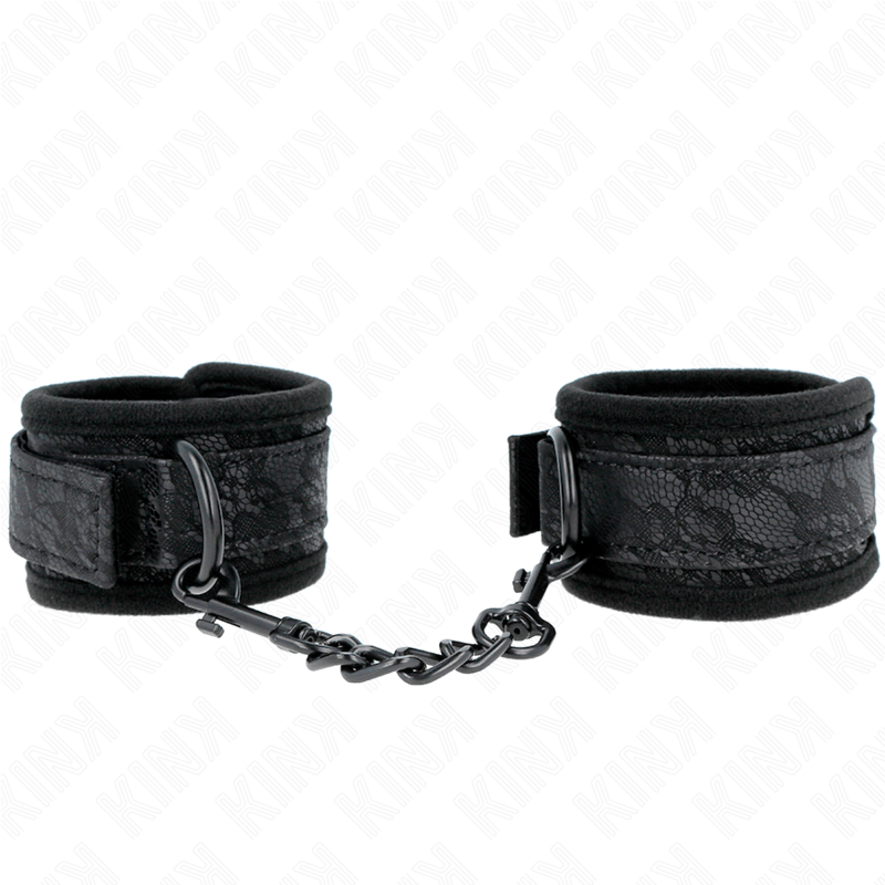 KINK - POLSI RICOPERTI DI PIZZO SCURO IN NEOPRENE REGOLABILE NERO 20 - 29 CM X 5 CM - KINK WRIST RESTRAINT - Intimo per le occasioni speciali | The Game Lingerie