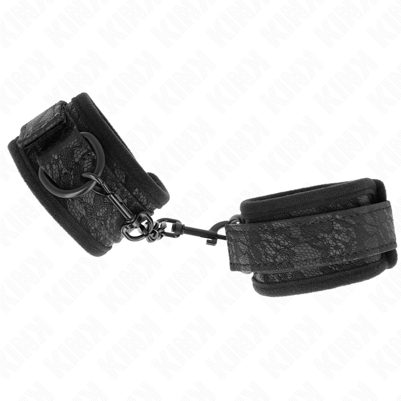 KINK - POLSI RICOPERTI DI PIZZO SCURO IN NEOPRENE REGOLABILE NERO 20 - 29 CM X 5 CM - KINK WRIST RESTRAINT - Intimo per le occasioni speciali | The Game Lingerie