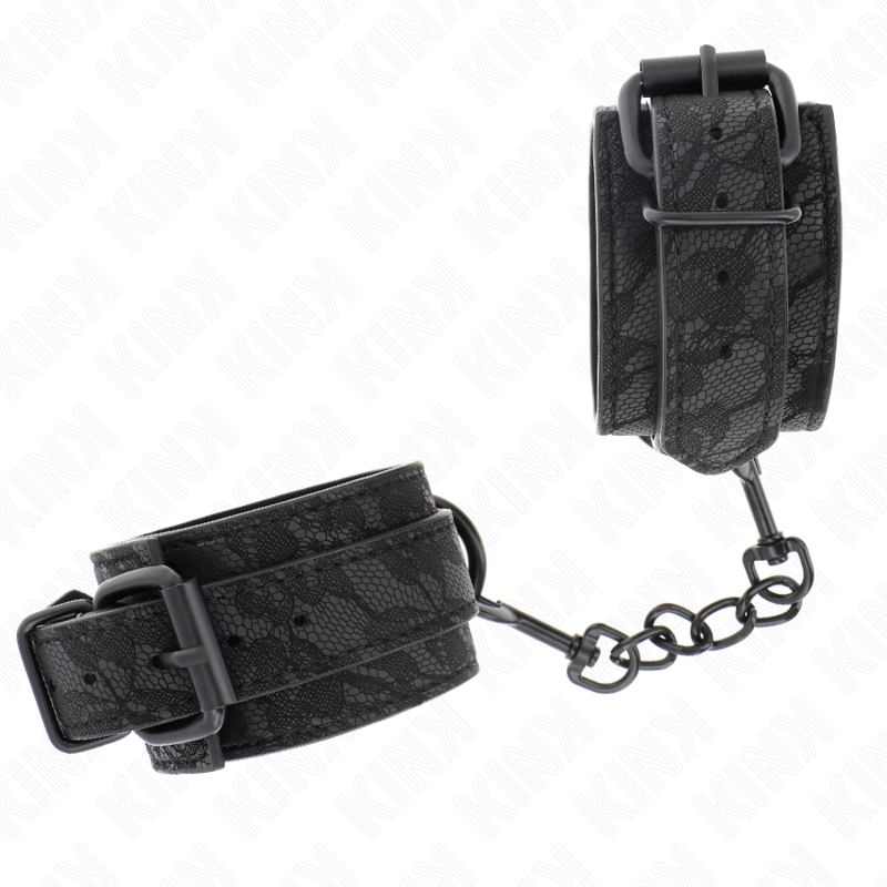 KINK - POLSI RICOPERTI DI PIZZO SCURO REGOLABILI NERO 19 - 26 CM - KINK WRIST RESTRAINT - Intimo per le occasioni speciali | The Game Lingerie