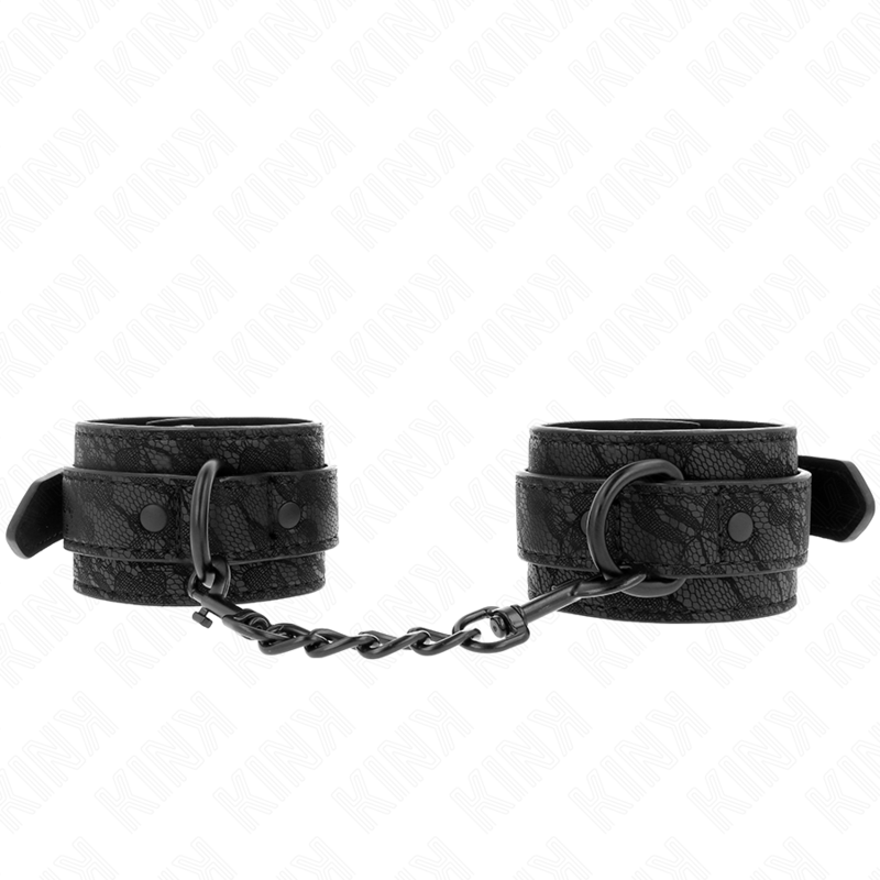 KINK - POLSI RICOPERTI DI PIZZO SCURO REGOLABILI NERO 19 - 26 CM - KINK WRIST RESTRAINT - Intimo per le occasioni speciali | The Game Lingerie