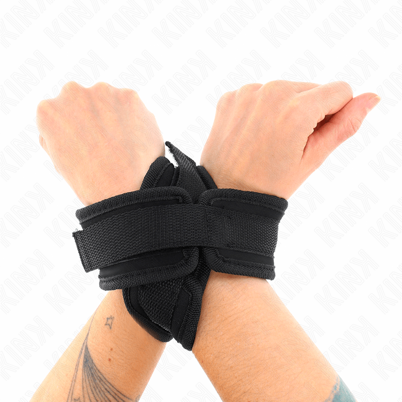 KINK - POLSINI A CROCE NERI 34 X 5,5 CM - KINK WRIST RESTRAINT - Intimo per le occasioni speciali | The Game Lingerie