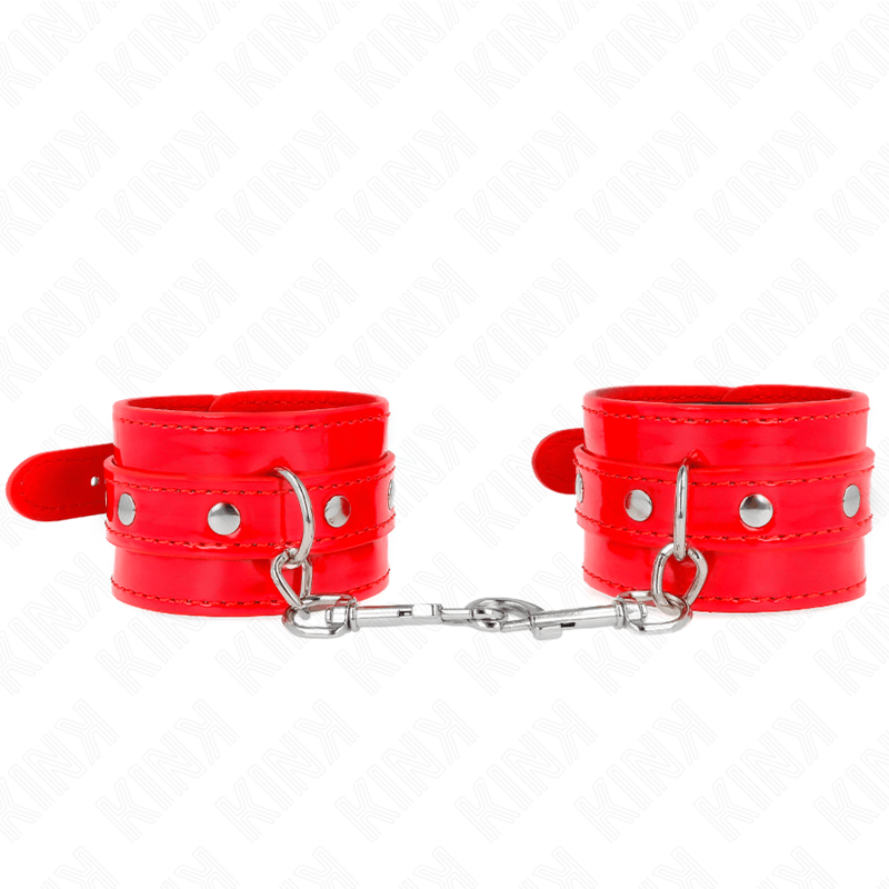 KINK - POLSINI LUCIDI ROSSI REGOLABILI 23 - 33 CM - KINK WRIST RESTRAINT - Intimo per le occasioni speciali | The Game Lingerie