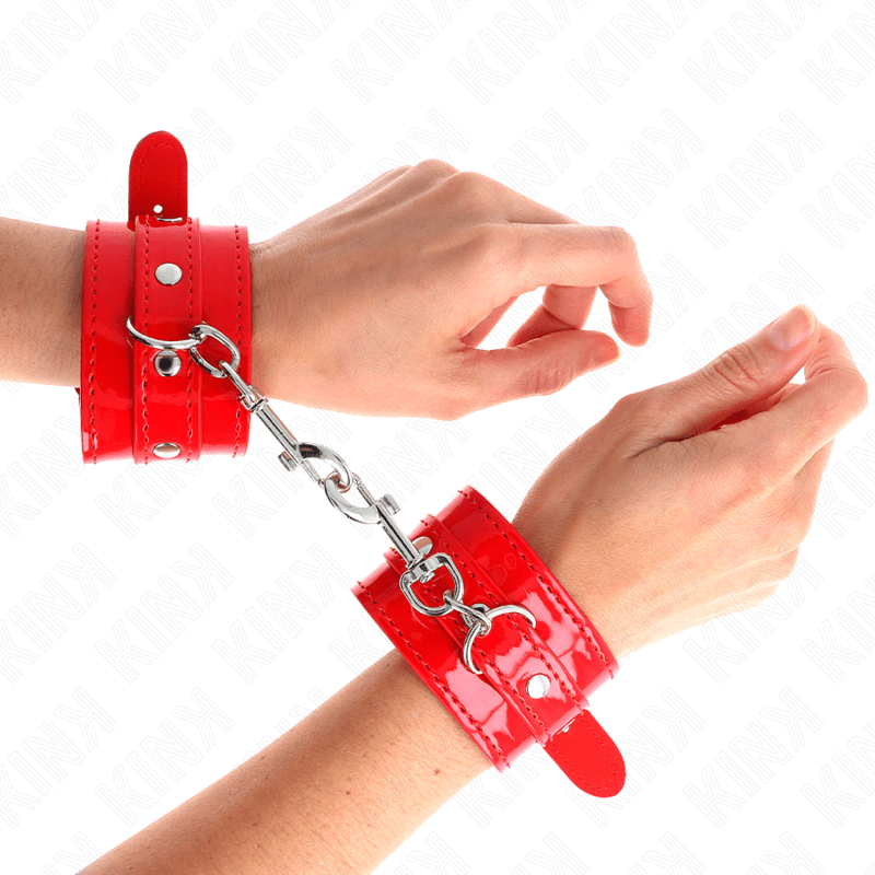 KINK - POLSINI LUCIDI ROSSI REGOLABILI 23 - 33 CM - KINK WRIST RESTRAINT - Intimo per le occasioni speciali | The Game Lingerie