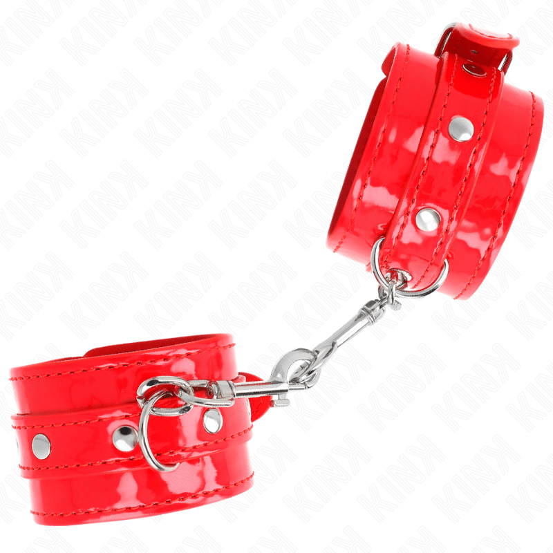 KINK - POLSINI LUCIDI ROSSI REGOLABILI 23 - 33 CM - KINK WRIST RESTRAINT - Intimo per le occasioni speciali | The Game Lingerie