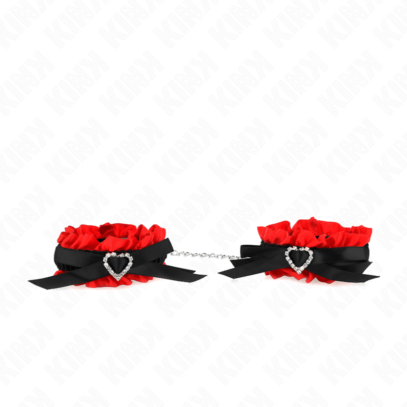 KINK - POLSO ELASTICO IN PIZZO DETTAGLI CUORE ROSSO REGOLABILE 22 - 35 CM - KINK WRIST RESTRAINT - Intimo per le occasioni speciali | The Game Lingerie