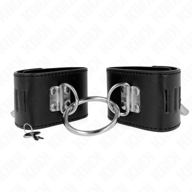 KINK - POLSO FISSO CON CHIUSURA AD ANELLO E LUCCHETTO NERO REGOLABILE 16 - 23 CM X 5,5 CM - KINK WRIST RESTRAINT - Intimo per le occasioni speciali | The Game Lingerie