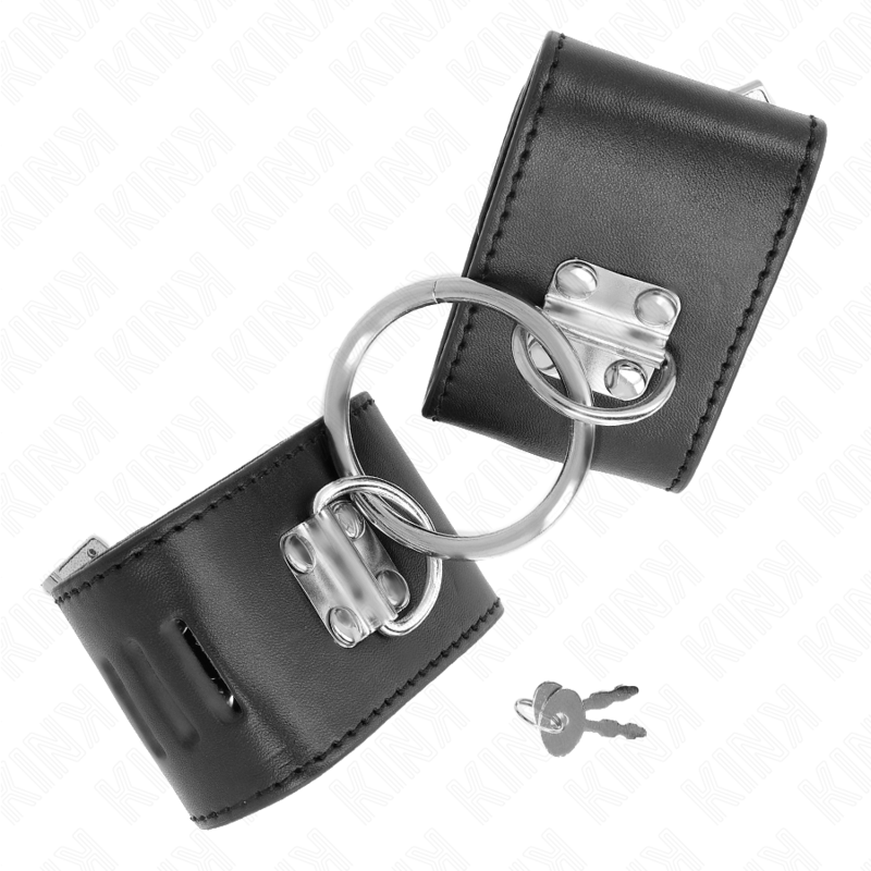KINK - POLSO FISSO CON CHIUSURA AD ANELLO E LUCCHETTO NERO REGOLABILE 16 - 23 CM X 5,5 CM - KINK WRIST RESTRAINT - Intimo per le occasioni speciali | The Game Lingerie