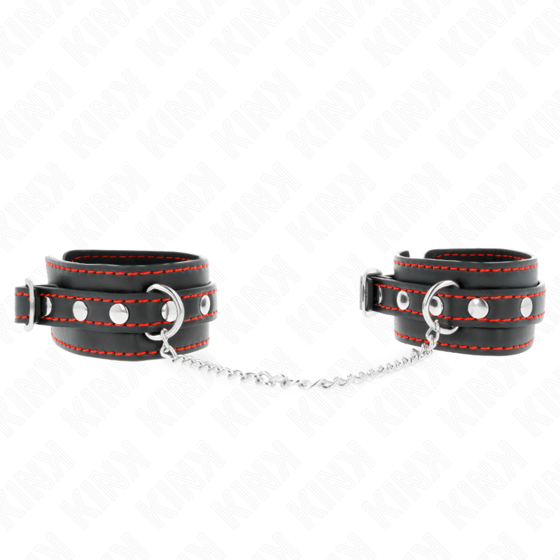 KINK - POTENZIALE DA POLSO PICCOLA NERA CON FODERA ROSSA REGOLABILE 14 - 24 CM X 3,5 CM - KINK WRIST RESTRAINT - Intimo per le occasioni speciali | The Game Lingerie