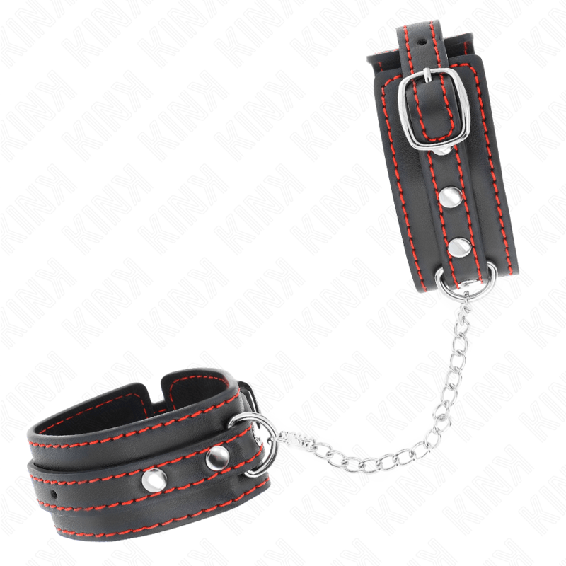 KINK - POTENZIALE DA POLSO PICCOLA NERA CON FODERA ROSSA REGOLABILE 14 - 24 CM X 3,5 CM - KINK WRIST RESTRAINT - Intimo per le occasioni speciali | The Game Lingerie