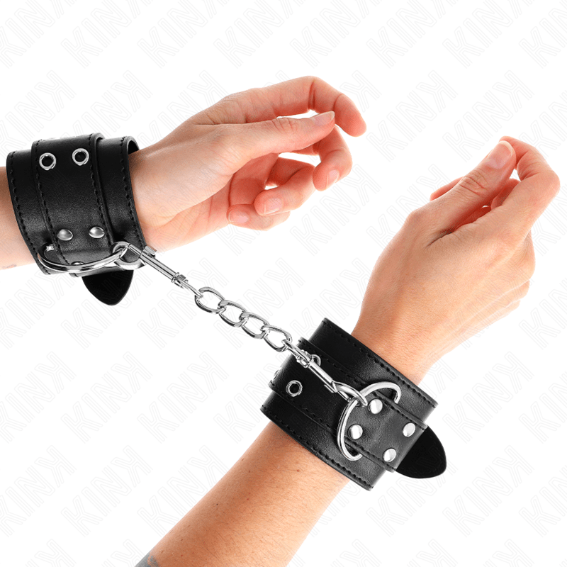 KINK - REGTINO DA POLSO DOPPIA FIBBIA NERO REGOLABILE 19 - 26 CM - KINK WRIST RESTRAINT - Intimo per le occasioni speciali | The Game Lingerie