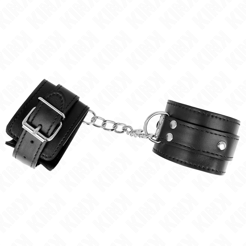 KINK - RESISTENZA DA POLSO CON 3 ANELLI A D REGOLABILE NERO 17,5 - 25 CM X 6 CM - KINK WRIST RESTRAINT - Intimo per le occasioni speciali | The Game Lingerie