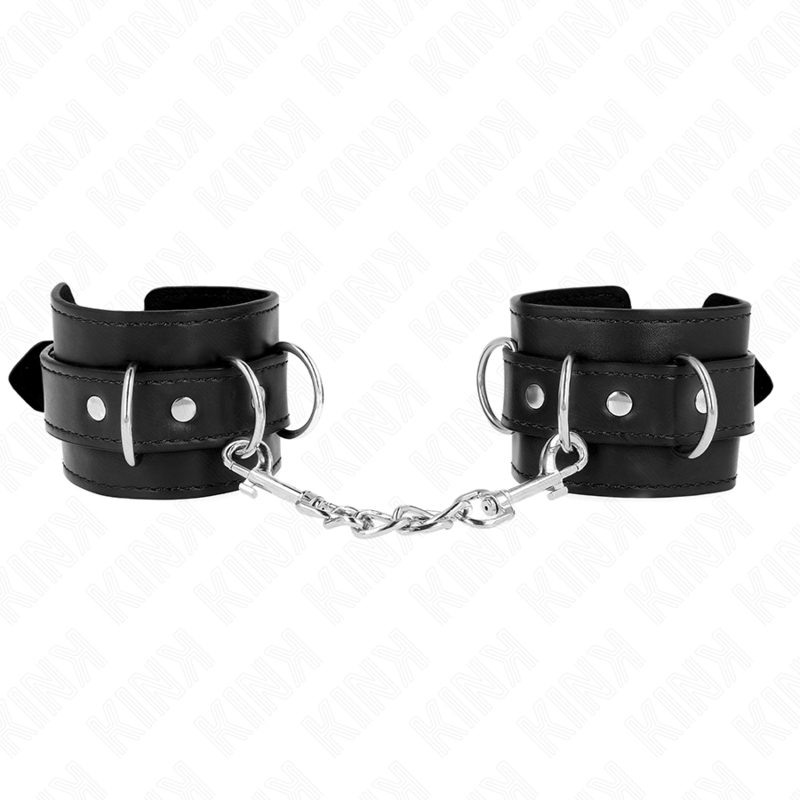 KINK - RESISTENZA DA POLSO CON 3 ANELLI A D REGOLABILE NERO 17,5 - 25 CM X 6 CM - KINK WRIST RESTRAINT - Intimo per le occasioni speciali | The Game Lingerie