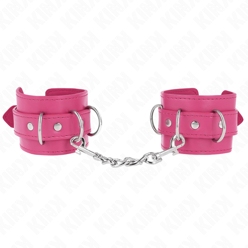 KINK - RESISTENZA DA POLSO CON 3 ANELLI A D REGOLABILE ROSA 17.5 - 25 CM X 6 CM - KINK WRIST RESTRAINT - Intimo per le occasioni speciali | The Game Lingerie