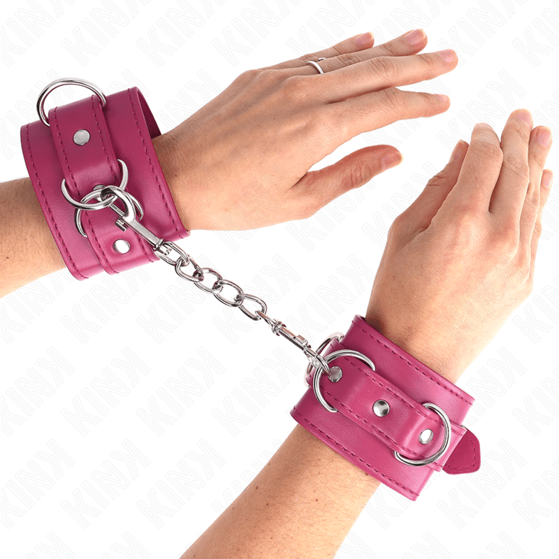 KINK - RESISTENZA DA POLSO CON 3 ANELLI A D REGOLABILE ROSA 17.5 - 25 CM X 6 CM - KINK WRIST RESTRAINT - Intimo per le occasioni speciali | The Game Lingerie