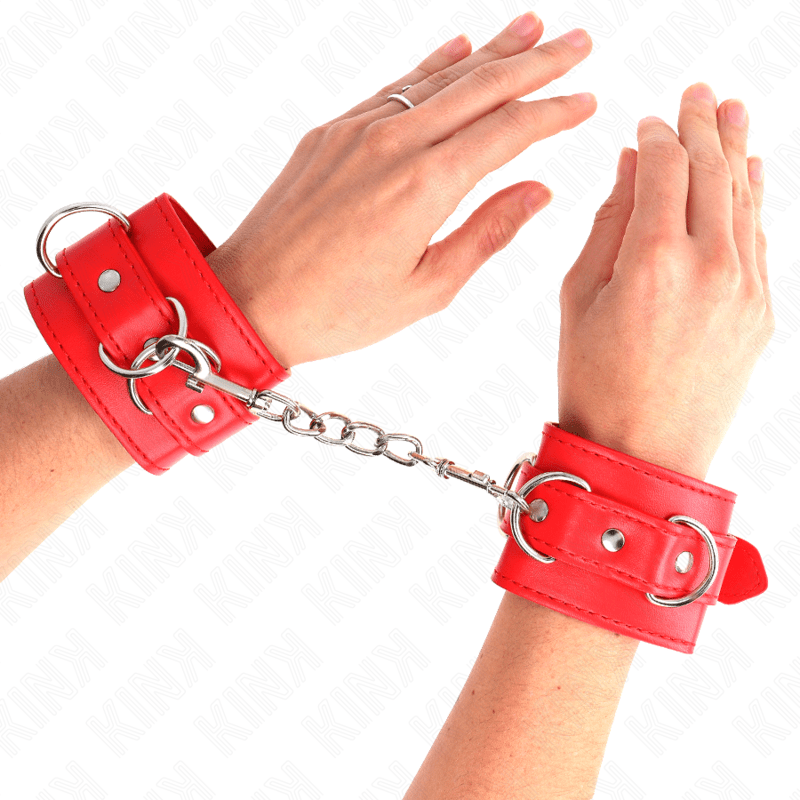 KINK - RESISTENZA DA POLSO CON 3 ANELLI A D REGOLABILE ROSSO 17,5 - 25 CM X 6 CM - KINK WRIST RESTRAINT - Intimo per le occasioni speciali | The Game Lingerie