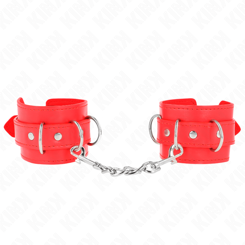 KINK - RESISTENZA DA POLSO CON 3 ANELLI A D REGOLABILE ROSSO 17,5 - 25 CM X 6 CM - KINK WRIST RESTRAINT - Intimo per le occasioni speciali | The Game Lingerie