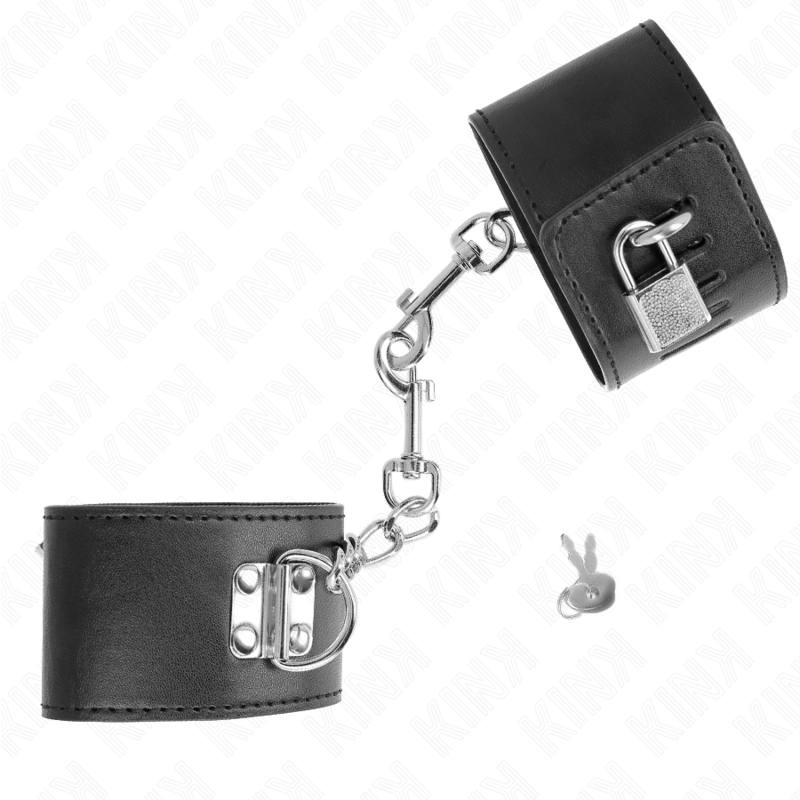 KINK - RESISTENZA DA POLSO CON CHIUSURA A LUCCHETTO NERO REGOLABILE 16 - 23 CM X 5,5 CM - KINK WRIST RESTRAINT - Intimo per le occasioni speciali | The Game Lingerie