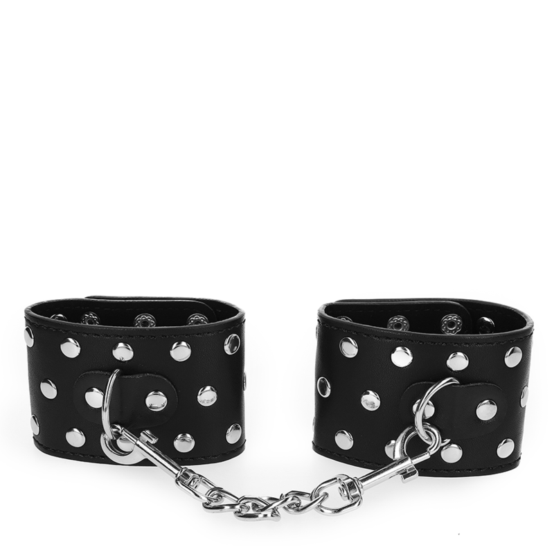 KINK - RESISTENZA DA POLSO CON CHIUSURA A SCATTO COMPLETA DI RIVETTI NERA REGOLABILE 19 - 24 CM X 5,5 CM - KINK WRIST RESTRAINT - Intimo per le occasioni speciali | The Game Lingerie