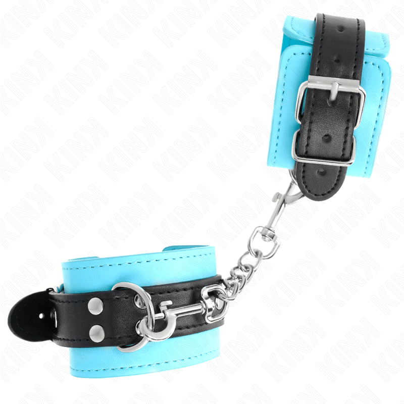 KINK - RESISTENZA DA POLSO CON GANCIO BLU IMBOTTITO IN PELLICCIA REGOLABILE 20 - 28 CM X 5,5 CM - KINK WRIST RESTRAINT - Intimo per le occasioni speciali | The Game Lingerie