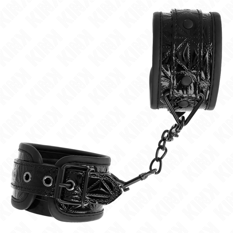 KINK - RESISTENZA DA POLSO CON MOTIVO A DIAMANTI NERO REGOLABILE 17 - 26 CM X 5,5 CM - KINK WRIST RESTRAINT - Intimo per le occasioni speciali | The Game Lingerie