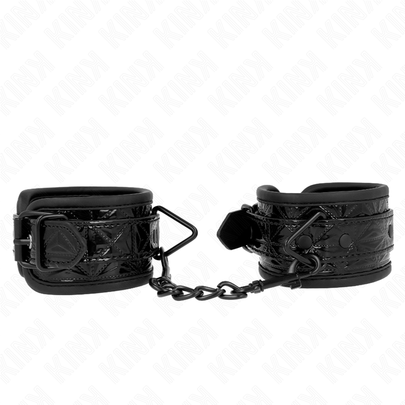 KINK - RESISTENZA DA POLSO CON MOTIVO A DIAMANTI NERO REGOLABILE 17 - 26 CM X 5,5 CM - KINK WRIST RESTRAINT - Intimo per le occasioni speciali | The Game Lingerie