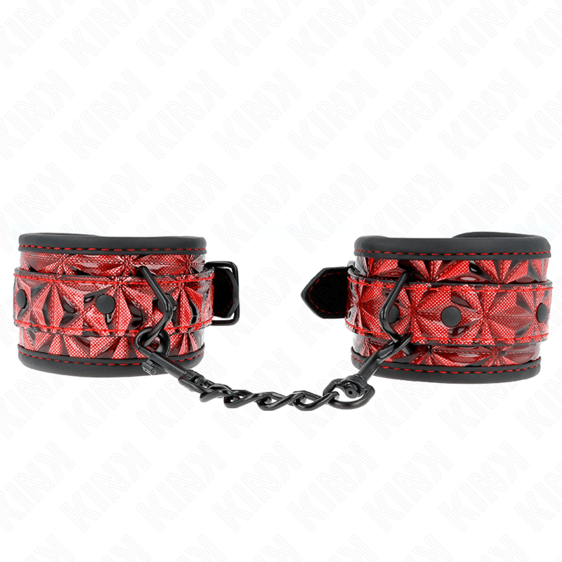 KINK - RESISTENZA DA POLSO CON MOTIVO A DIAMANTI ROSSO SCURO REGOLABILE 17 - 26 CM X 5,5 CM - KINK WRIST RESTRAINT - Intimo per le occasioni speciali | The Game Lingerie