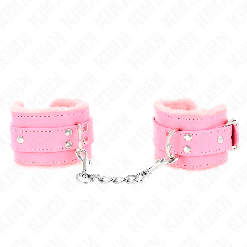 KINK - RESISTENZA DA POLSO IMBOTTITA IN PELLICCIA ROSA CON CINTURA ROSA REGOLABILE 17 - 29 CM X 6 CM - KINK WRIST RESTRAINT - Intimo per le occasioni speciali | The Game Lingerie