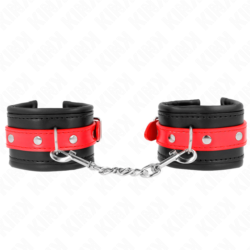 KINK - RESISTENZA DA POLSO NERA CON CINTURA ROSSA REGOLABILE 17 - 28 CM X 6 CM - KINK WRIST RESTRAINT - Intimo per le occasioni speciali | The Game Lingerie