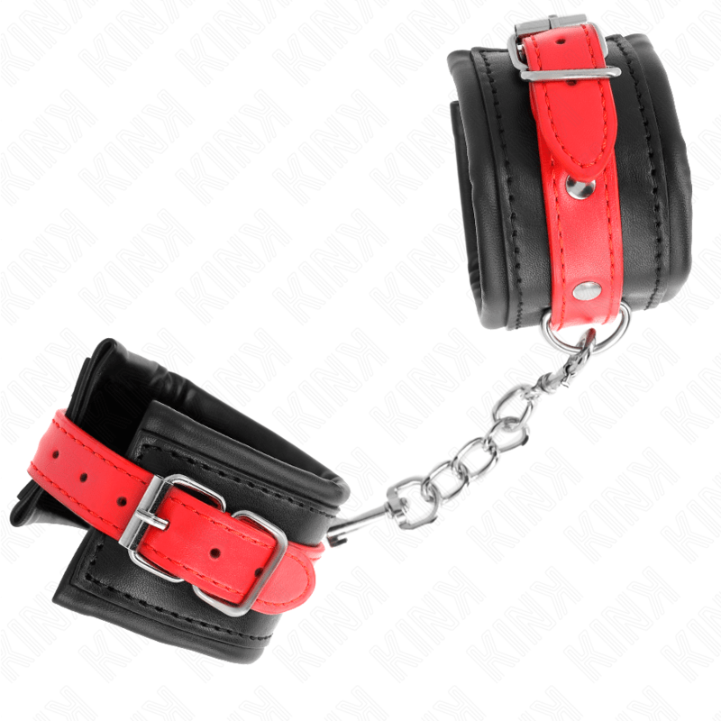 KINK - RESISTENZA DA POLSO NERA CON CINTURA ROSSA REGOLABILE 17 - 28 CM X 6 CM - KINK WRIST RESTRAINT - Intimo per le occasioni speciali | The Game Lingerie