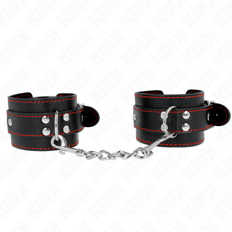 KINK - RESISTENZA DA POLSO NERA CON FODERA ROSSA REGOLABILE 20 - 28 CM X 5,5 CM - KINK WRIST RESTRAINT - Intimo per le occasioni speciali | The Game Lingerie