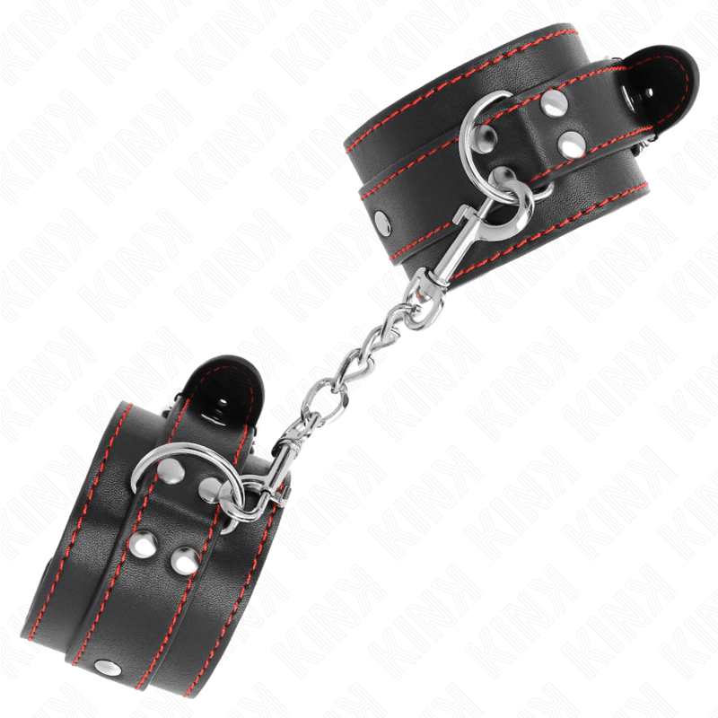 KINK - RESISTENZA DA POLSO NERA CON FODERA ROSSA REGOLABILE 20 - 28 CM X 5,5 CM - KINK WRIST RESTRAINT - Intimo per le occasioni speciali | The Game Lingerie